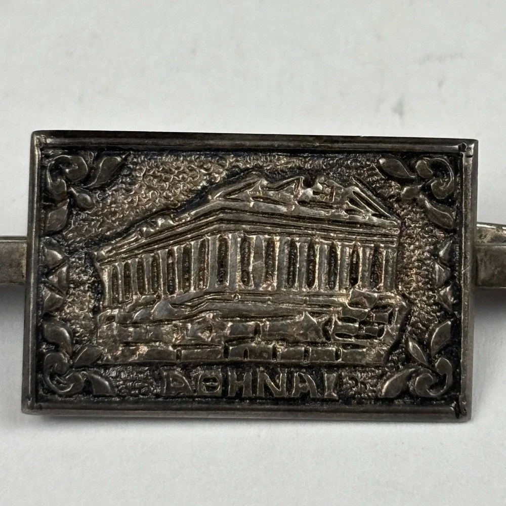 Vintage Athens‎ Greece Parthenon Tie Clip Souvenir Silver Tone Athnai Temple